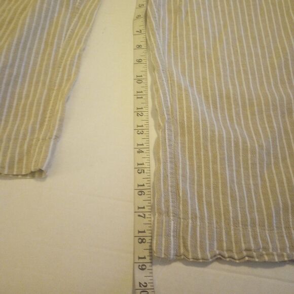 Beach lunch lounge cropped striped linen elastic drawstring waist pants - Picture 5 of 9